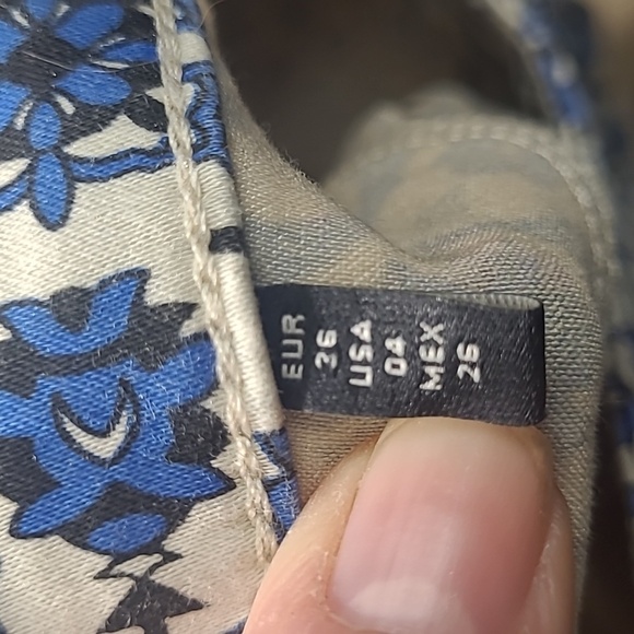 Zara Pants Mid Rise Skinny blue print on white Slimming Classic Cigarette Preppy - Picture 5 of 5